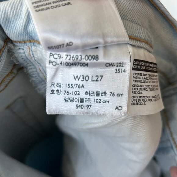Levi’s Jeans Ribcage Straight Ankle Light Wash Denim Size 30x27 Womens High Rise - Picture 5 of 8